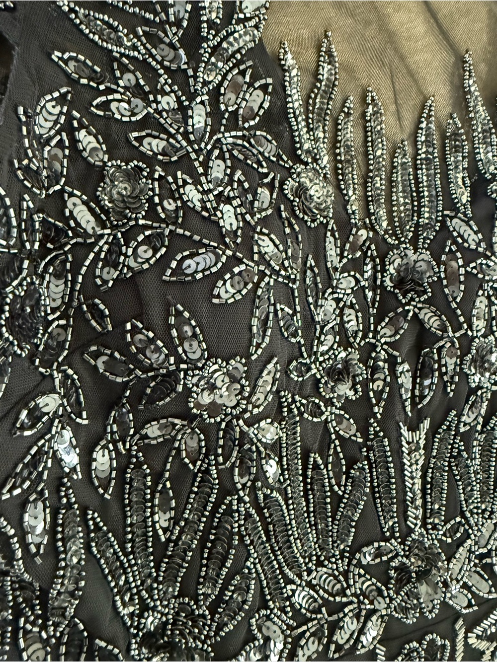 Navy Beaded Maxi Dress with Sheer Yoke - Picture 7 of 13